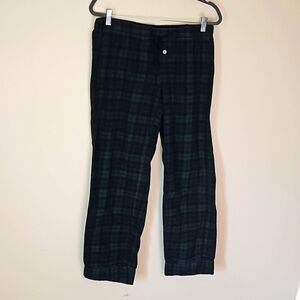J. Crew unisex blue/green plaid cotton pajama pants size small drawstring